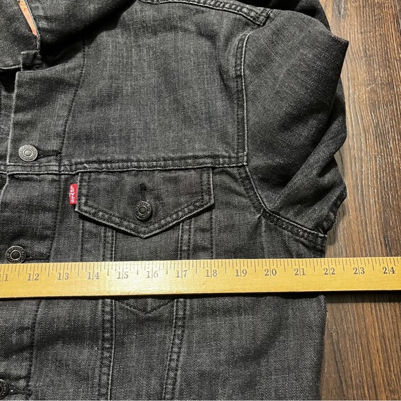 Men Levis Denim Trucker Jacket Sheer Lined Gray charcole Color Size L - Picture 6 of 7